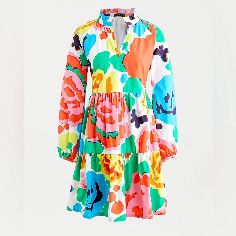 J.Crew Tiered Popover Dress – Ratti® Jardin Floral – Size Small – Fully Lined - Picture 2 of 10